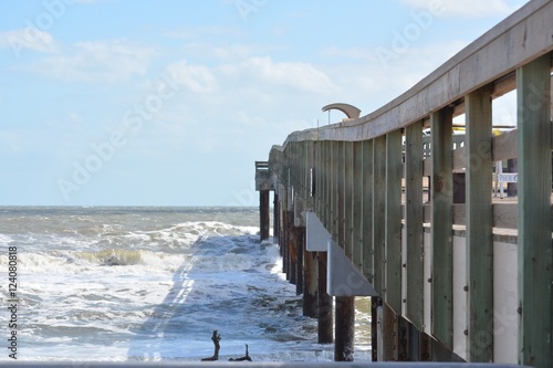 Pier washed up by waves because of hurricane Matthew