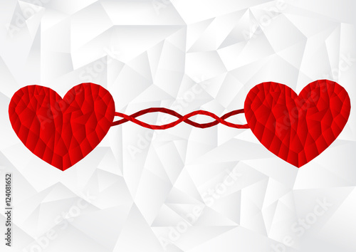 polygon red heart with curv...