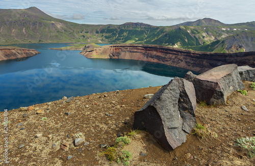 Lake in Caldera volcano Ksudach. South Kamchatka Nature Park. photo