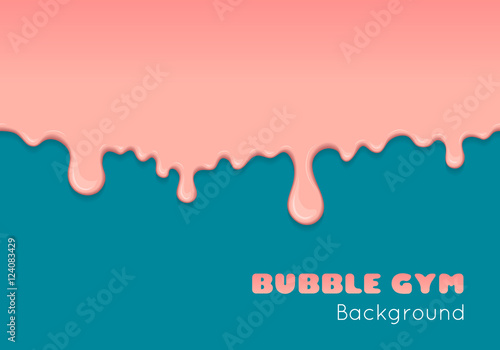 Vector background with pink bubble gum or melting ice cream. Flow of sweet sticky liquid. Abstract illustration of splash. Burst off bubblegum. Cartoon design