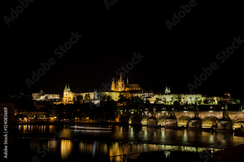 Prague Castle, Charles Bridge, Vltava River Illuminated © Jeff Schultes