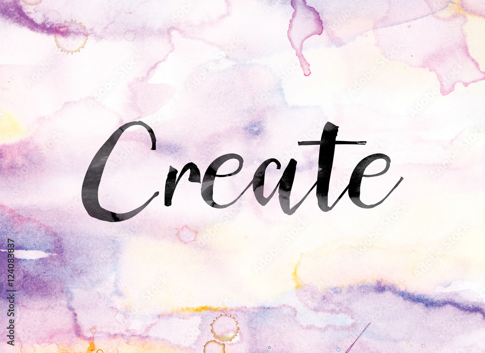 Create Colorful Watercolor and Ink Word Art Stock Illustration | Adobe