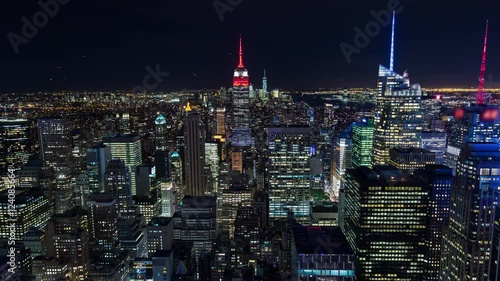 New York City Skyline Manhattan Buildings Night Timelapse photo