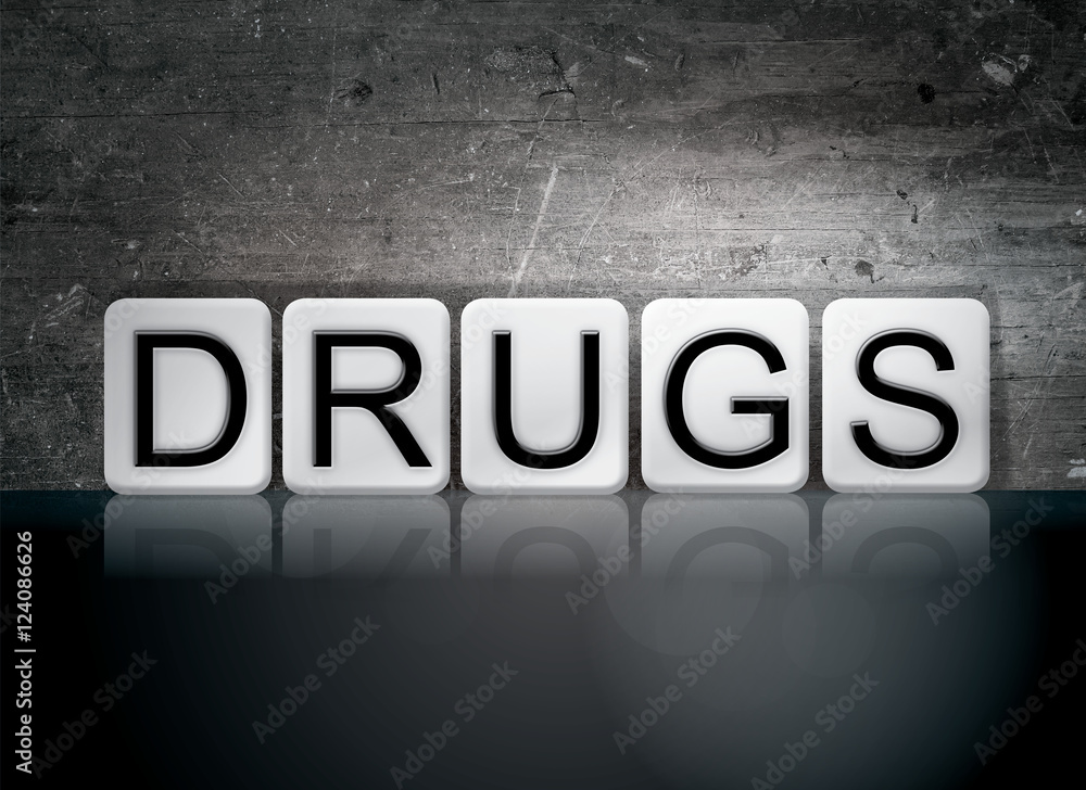 Drugs Tiled Letters Concept and Theme