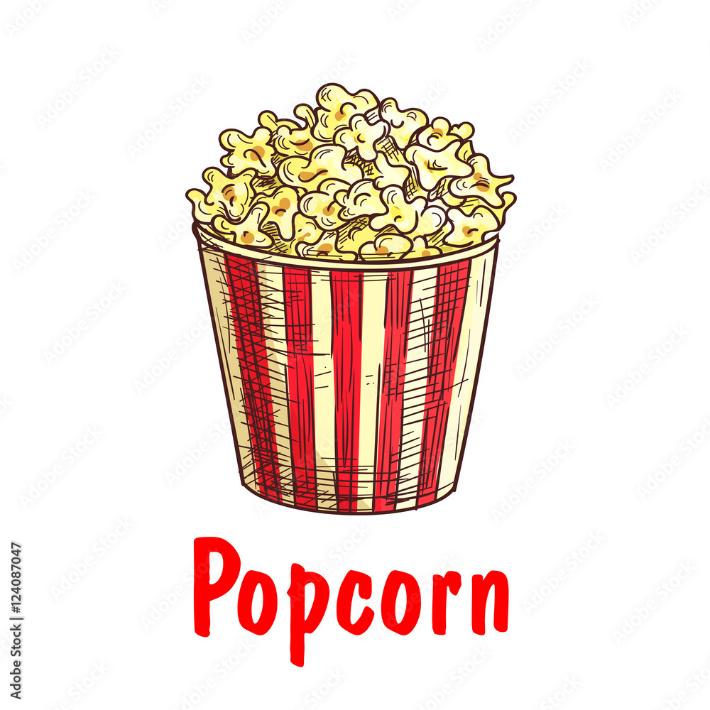 Popcorn bucket sketch for fast food design Popcorn bucket sketch for fast food design