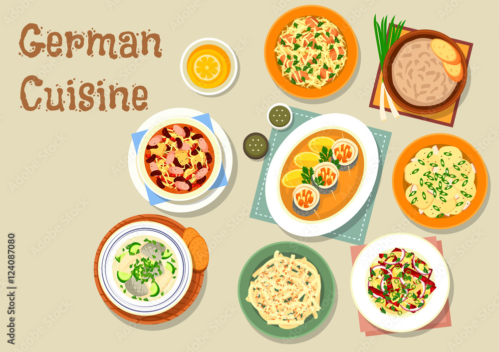 German cuisine icon with bavarian dishes