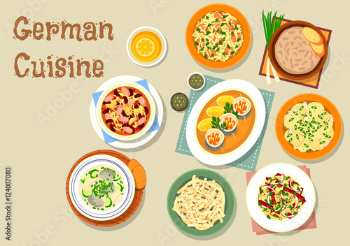German cuisine icon with bavarian dishes