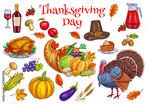 Thanksgiving traditional celebration symbols