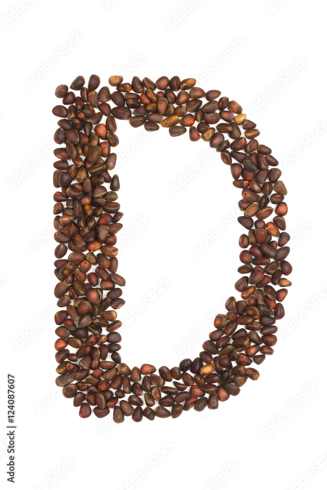D letter made of cedar nuts D letter made of cedar nuts