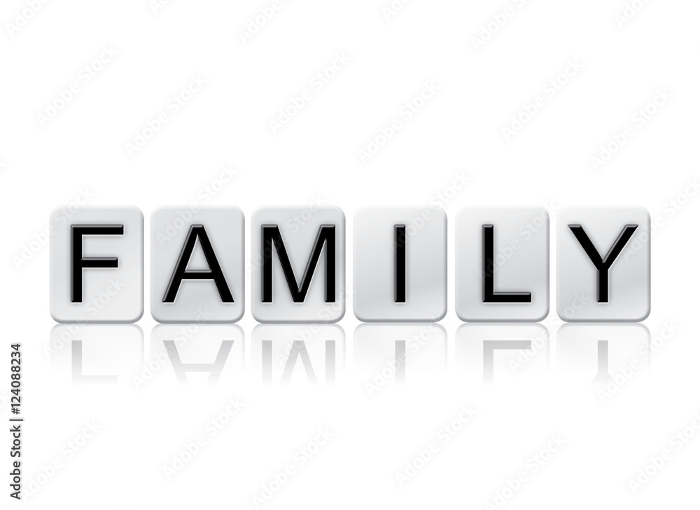 Family Isolated Tiled Letters Concept and Theme
