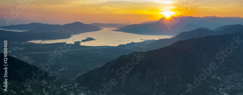 sunrise over the Boka Kotor, Montenegro 