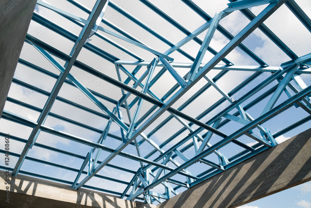 Structure of steel roof. Structure of steel roof.