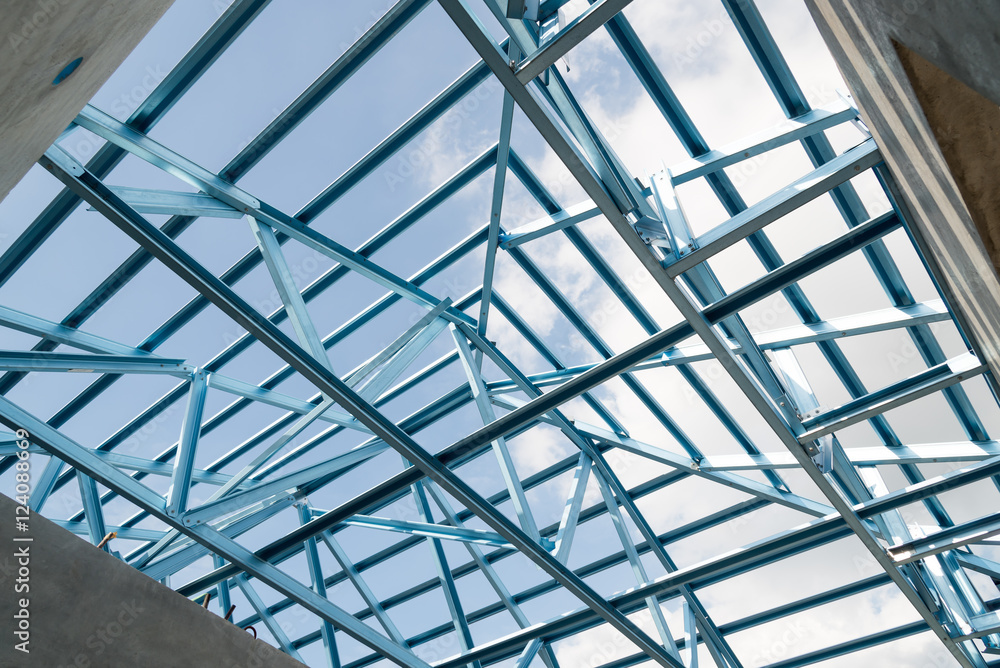 Structure of steel roof. Structure of steel roof.