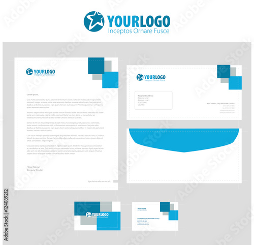 Corporate stationery template design with elements