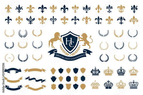 Heraldic Crest Logos elements set