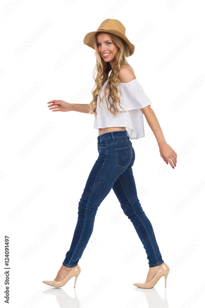 Woman Walking Side View Isolated Woman Walking Side View Isolated