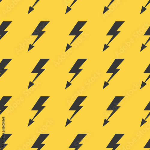Black yellow lightnings vector seamless background