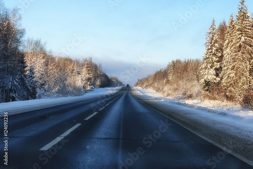 winter road landscape sunlight snow © alexkich