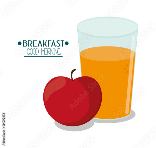 Apple and juice icon. Breakfast fresh product and market theme. Colorful design. Vector illustration