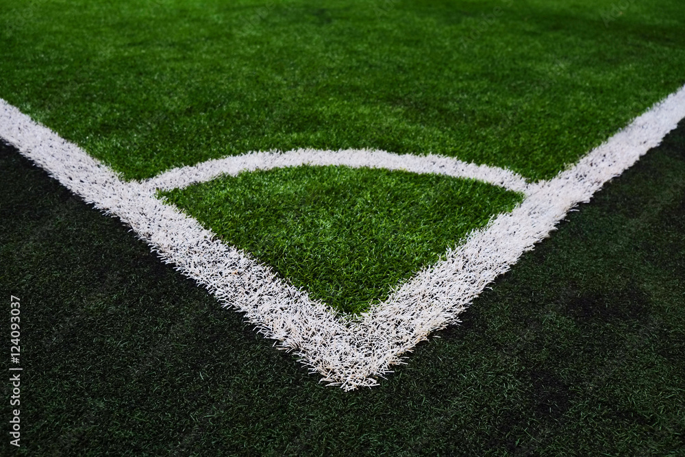 Artificial Turf soccer field corner.