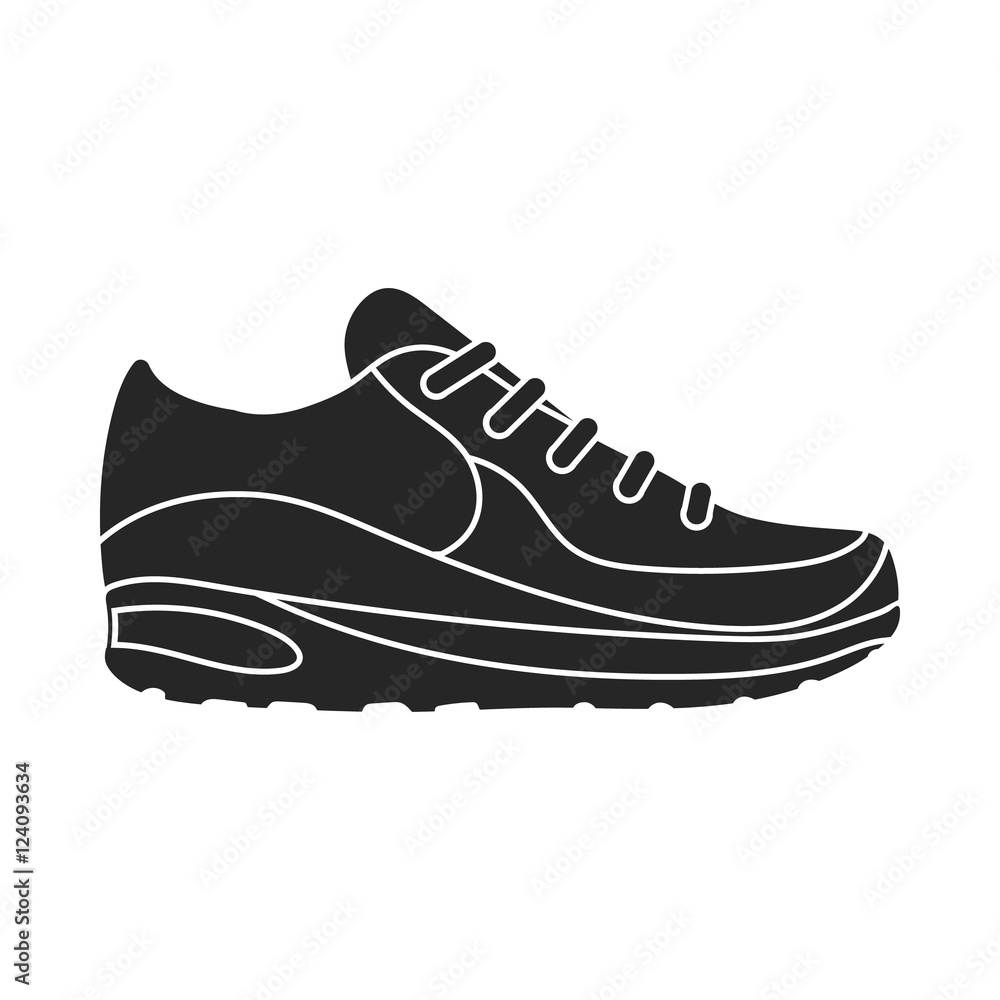 Sneakers icon in black style isolated on white background. Shoes symbol