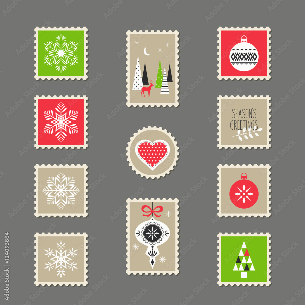 stamps with christmas motifs