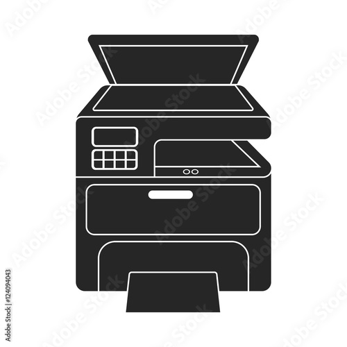 Multi-function printer in  black style isolated on white background. Typography symbol stock vector illustration.