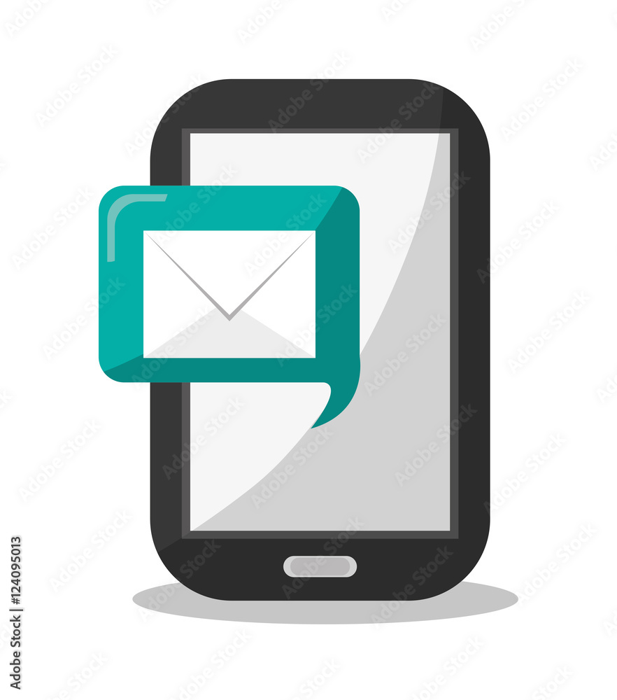 Smartphone bubble and envelope icon. Social media marketing communication theme. Colorful design. Vector illustration Smartphone bubble and envelope icon. Social media marketing communication theme. Colorful design. Vector illustration