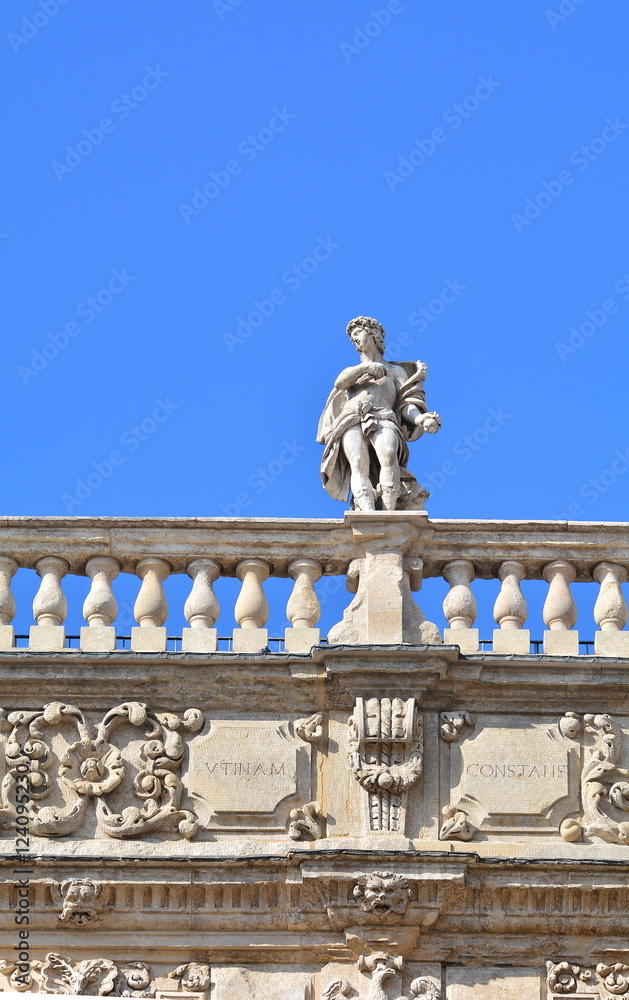 Naklejka premium The staue of the Palace called Maffei in Verona, Italy.