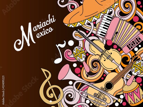 Mariachi Mexico colorful festive background.