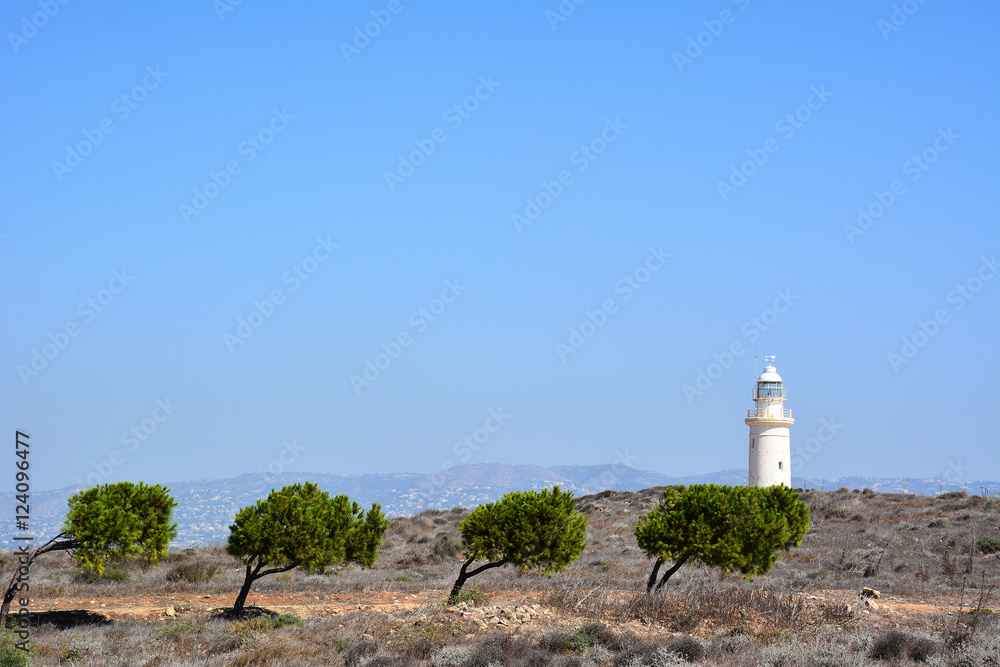 Lighthouse in historic Paphos, Cyprus