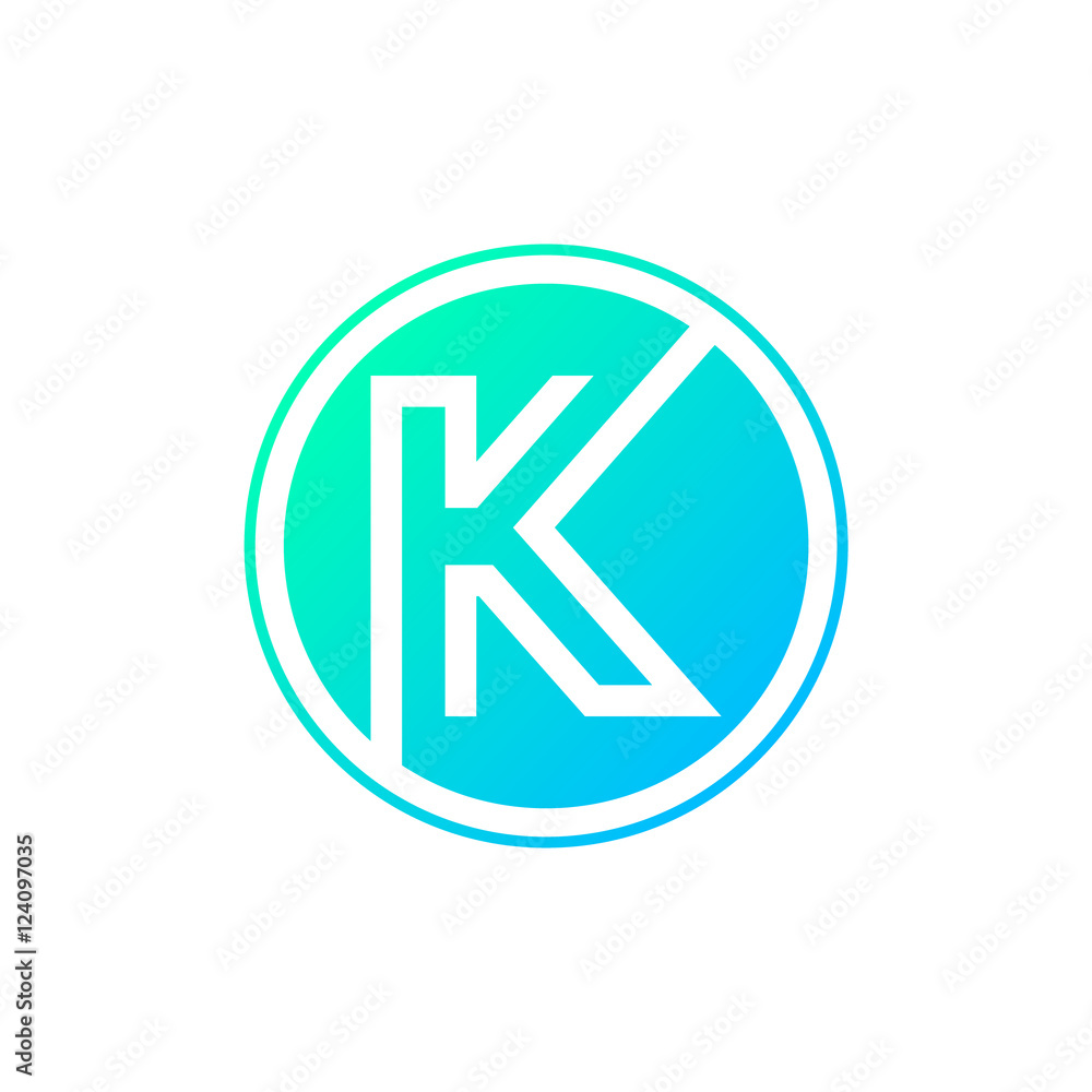 Letter K logo,Circle shape symbol,Digital,Technology,Media