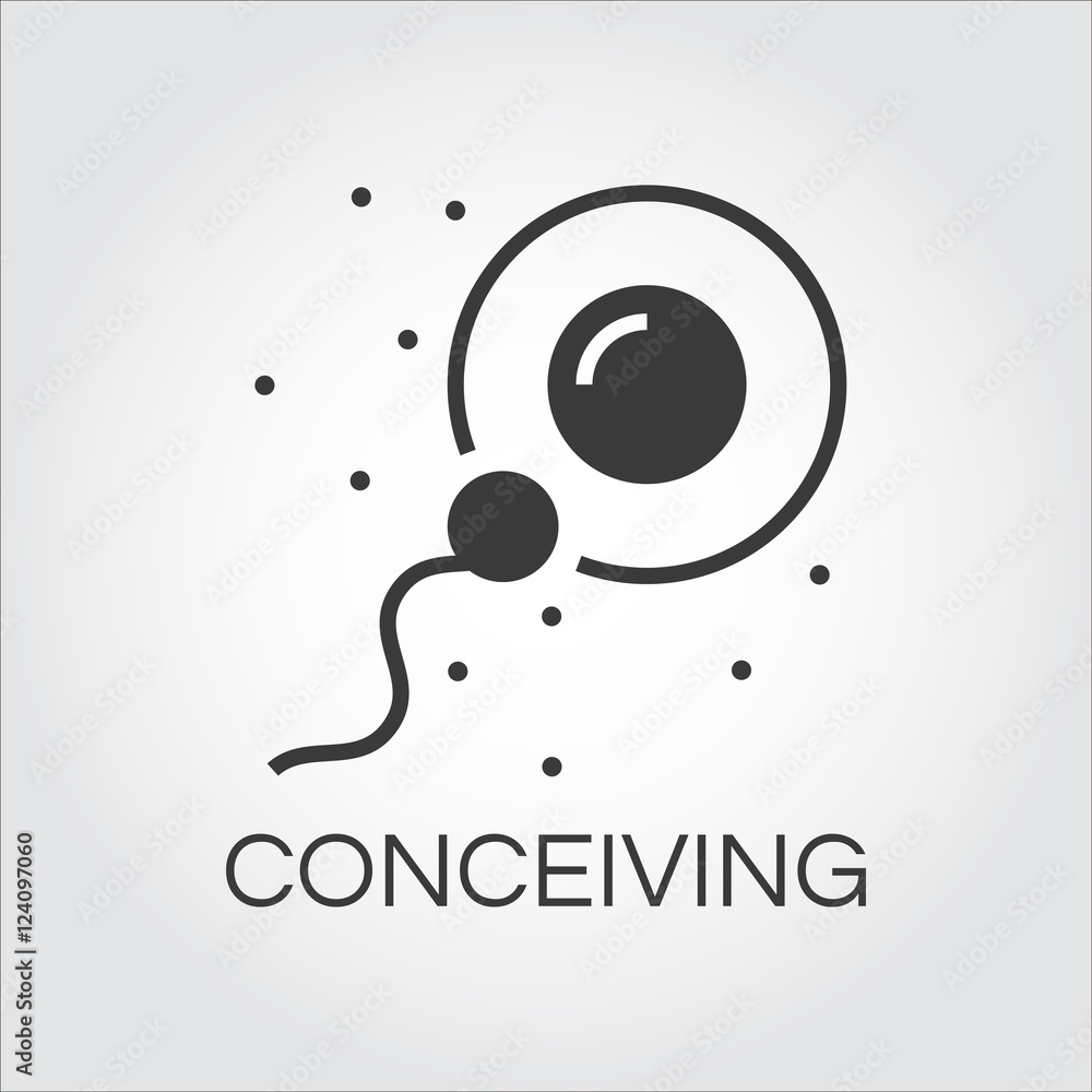 Sperm icon in flat style fertilizing egg cell Sperm icon in flat style fertilizing egg cell