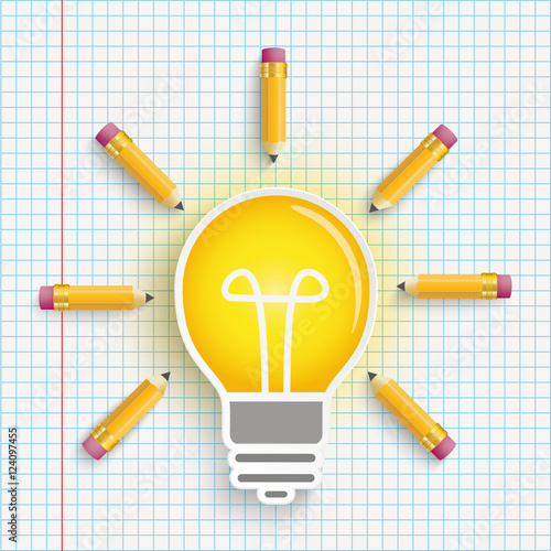 Bulb Pencils Light Checked Paper
