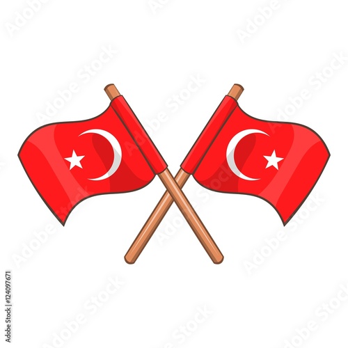Turkey crossed flags icon. Cartoon illustration of Turkey flags vector icon for web design
