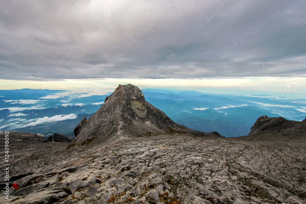 Kinabalu rock mountain with cloudy sky landscape
