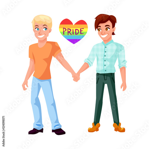 Gay couple holding hands illustration