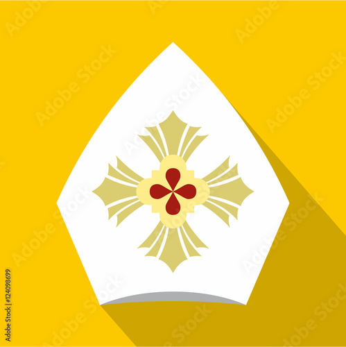 Christian hat icon. Flat illustration of christian hat vector icon for web isolated on yellow background