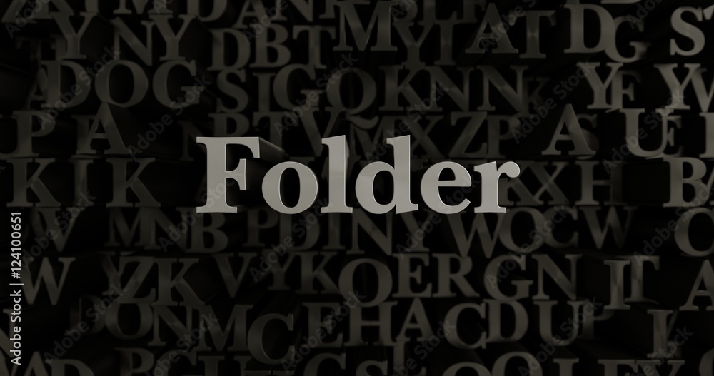 Folder - 3D rendered metallic typeset headline illustration.  Can be used for an online banner ad or a print postcard.