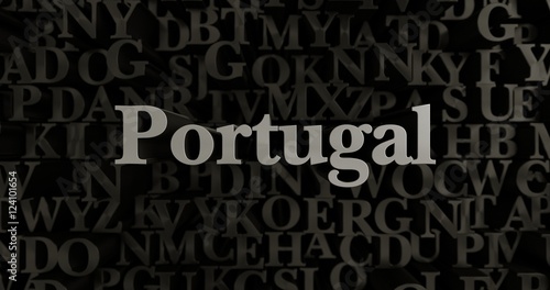 Portugal - 3D rendered metallic typeset headline illustration. Can be used for an online banner ad or a print postcard.