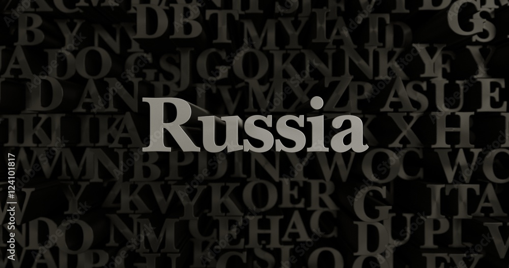 Russia - 3D rendered metallic typeset headline illustration.  Can be used for an online banner ad or a print postcard.