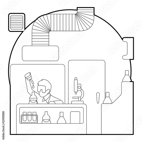Chemist working in laboratory concept. Outline illustration of chemist working in laboratory vector concept for web