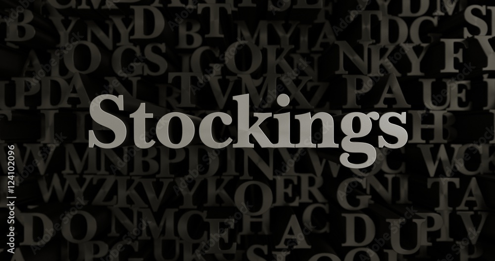 Stockings - 3D rendered metallic typeset headline illustration.  Can be used for an online banner ad or a print postcard.