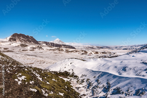 panoramic view from the volcano grabrok at wintertime