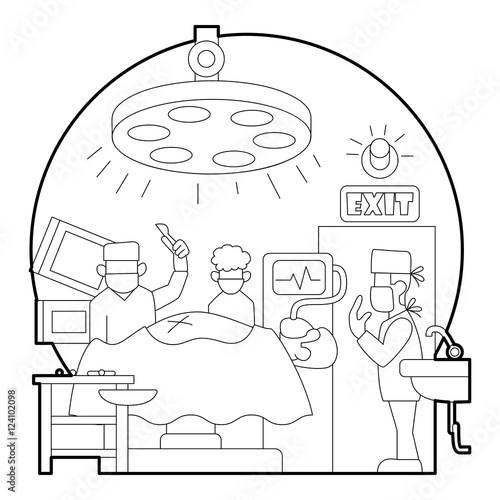 Surgical operation in hospital concept. Outline illustration of surgical operation in hospital vector concept for web