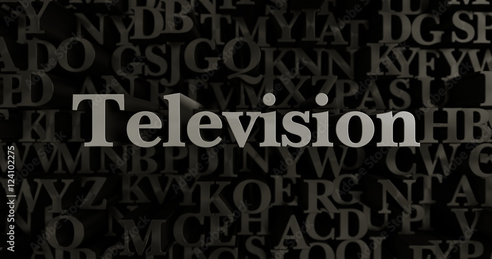 Television - 3D rendered metallic typeset headline illustration.  Can be used for an online banner ad or a print postcard.