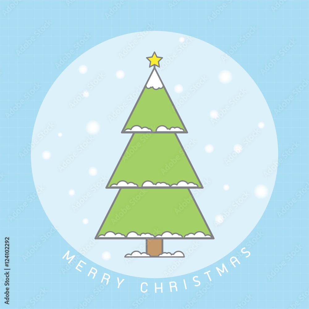 Christmas tree cartoon greeting card vector illustration.