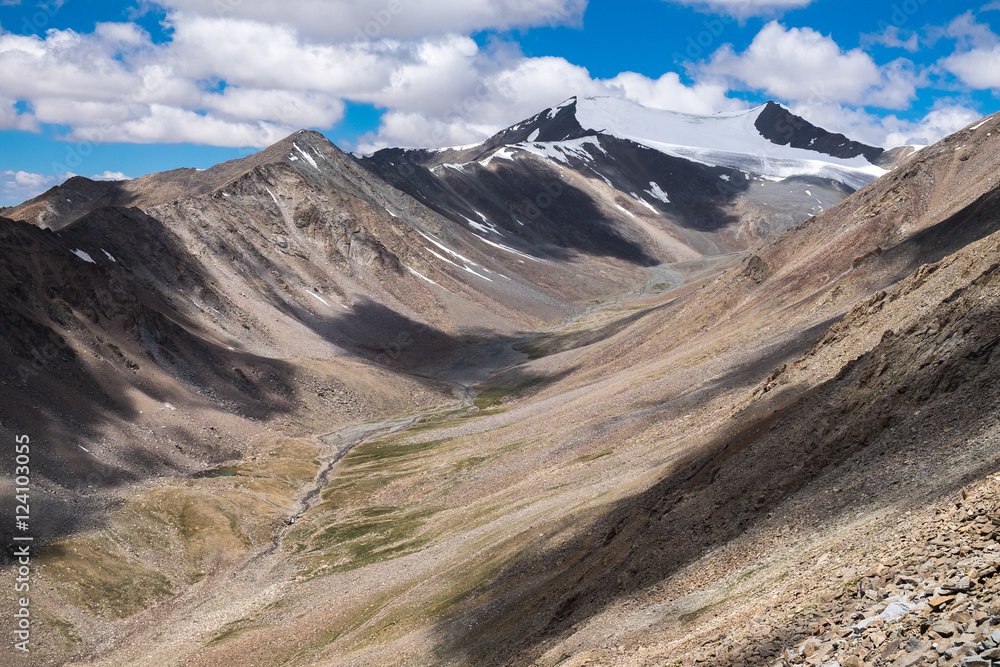 Khardung la pass High Attitude motorable road view in Leh, India.