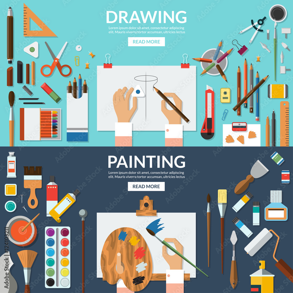 Art Supplies Clip Art Collection, Creativity, Drawing, Paint, Pencil,  Palette, Brush