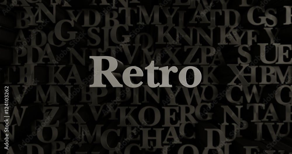 Retro - 3D rendered metallic typeset headline illustration.  Can be used for an online banner ad or a print postcard.